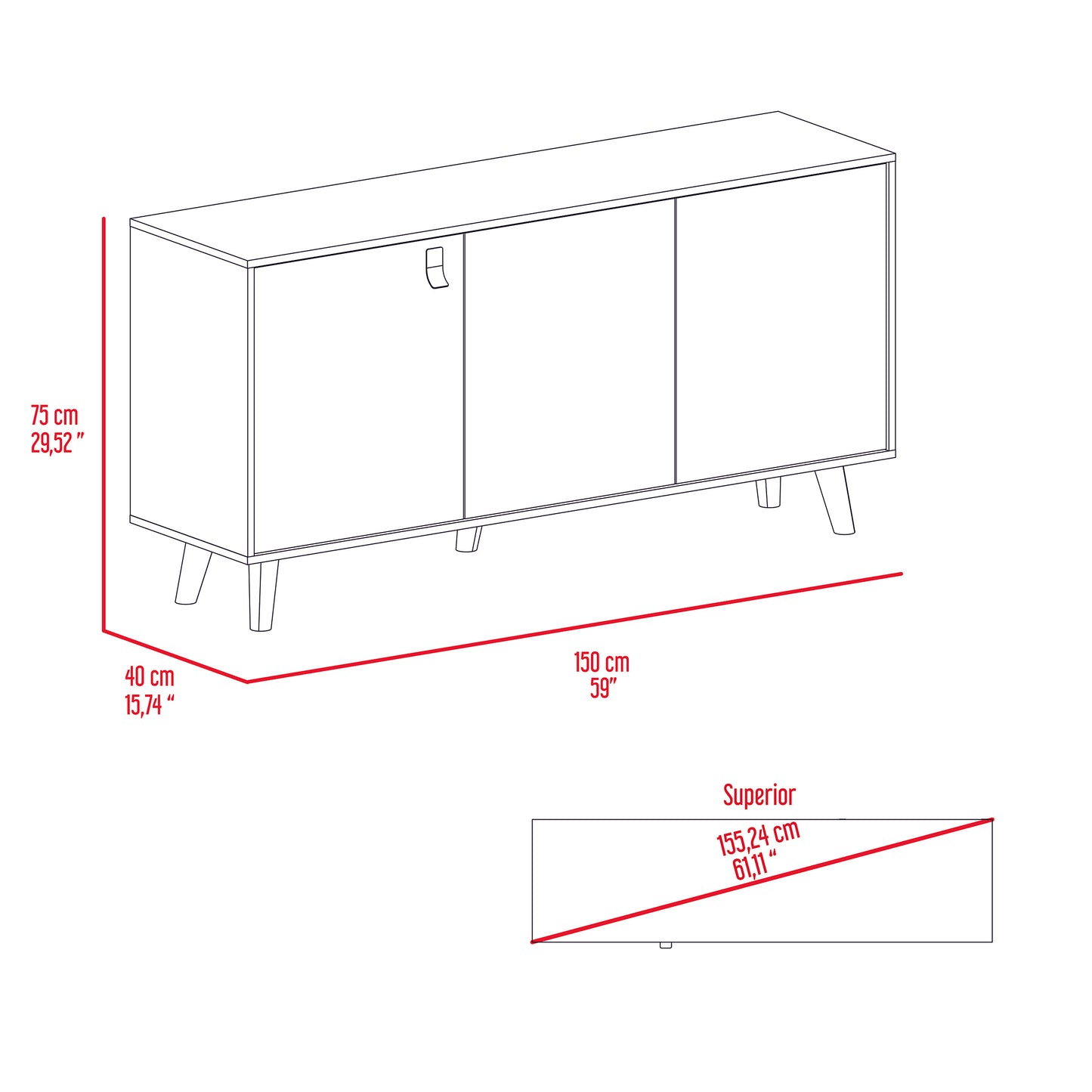 BIFE 3 PUERTAS FUNES TAUPE+LENNO